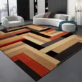 Tappeto da soggiorno con motivo geometrico moderno, design in legno multicolore per casa. - Geometria a pois-7