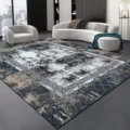 Detailed view of modern minimalist grey area rug displayed in a luxury living room. - 80x160cm (Skin-friendly Plush) / Gray Minimalist Carpet 8