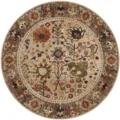 Gros plan d'un tapis rond bohème orné de superbes motifs floraux vintage complexes. - Tapis persan BO-8