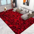 Gran alfombra de sala de estar con estampado de rosas rojas 3D antideslizante suelo - Rosas-1