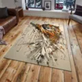 Detailed view of 3D tiger breaking wall carpet in living room scene, non-slip floor mat decor. - QDJD Tiger-10