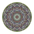 Gros plan détaillé d'un tapis rond bohème présentant un motif mandala complexe et vintage. - BO Tapis persans - 10