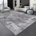 Modern luxury grey living room carpet with a classic geometric border for home decor - 80x160cm (Skin-friendly Plush) / Gray Minimalist Carpet 11