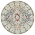 Vue détaillée du tapis rond vintage bohème avec un motif floral perse et cachemire. - BO Tapis persans - 11