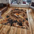 Large area living room carpet featuring bold tiger head and luxury baroque pattern. - QDJD Tiger-13