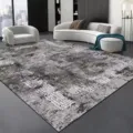 Modern minimalist gray area rug scene detail, stylish living room carpet with chic geometric border. - 80*160cm / Gray Minimalist Carpet 13