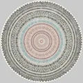 Vue en détail d'un tapis rond vintage style bohème imitation cachemire à motif mandala. - BO tapis persans - 14