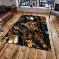 Large living room rug featuring a bold tiger skull jungle print for stylish bedroom and sofa decor. - QDJD Tiger-14