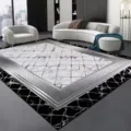 Modern minimalist grey living room large area rug with marble pattern and geometric border. - 80*160cm / Gray Minimalist Carpet 15