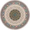 Gros plan d'un tapis rond vintage style bohème, idéal pour une jolie décoration de sol de salon. - BO Tapis persans - 16