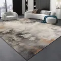 Tapis de salon abstrait moderne, tapis de sol noir et blanc pour decoration salon. - Peinture à l'encre noir et blanc - 16