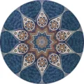 Tapis rond bohème vintage avec motif d'étoile mandalienne complexe, vue en gros plan. - BO tapis persan 18