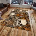 Large area living room rug with bold tiger and skull print, anti-slip bedroom floor carpet. - QDJD Tiger-20