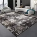 Modern minimalist grey living room carpet, vintage distressed black area rug for bedroom. - 80x160cm (Skin-friendly Plush) / Gray Minimalist Carpet 23