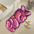 Tappeto da bagno antiscivolo in imitazione cashmere, forma di lettera eccentrica casa. - JQ-Rosa porpora