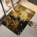 Alfombra de bano abstracta dorada de lujo para bano, absorbente antideslizante detalle. - 40*60 [Tierra de diatomeas] / Dorado 01