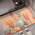 Detail view of a 3D absorbent floor mat featuring floral patterns for bathroom and shower room. - 40*60cm / New Style 03