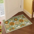 Vintage floral faux cashmere anti-slip doormat for bathroom, hallway and indoor floor use. - 40*60cm (Faux Cashmere Plastic Dot Bottom) / Floral 3