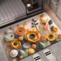 Detailed view of 3D floral diatomaceous earth absorbent floor mat for bathroom doorway use. - 40*60cm / New Style 01