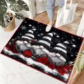 Christmas gnome doormat with red roses design anti slip holiday entry floor mat rug - 40*60cm / G Christmas 03