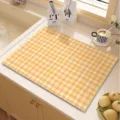 Kitchen diatomaceous earth draining mat orange plaid absorbent countertop pad for bar - 30x40cm / Warm Yellow Sunshine