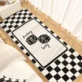 Black and white checkered rug with dice design, soft plush floor mat for bedroom. - HB Poker Blanket-6