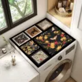 Vista detallada de la cubierta para lavadora con diseño floral vintage en zona de lavado. - 50cm*60cm / Estilo chino 03
