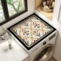 Detailed top view of decorative floral patterned washing machine mat for home protection. - 40cm*50cm / Prosperous Classic Style B