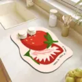 Tapis d'égouttage de cuisine mignon fraise de dessin animé, tapis absorbant en tissu tech. - 30*40cm / Style 4