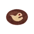 Oval brown fleece rug with cute bird pattern, soft non-slip floor mat for bedroom and living room - New Freedom Seagull C
