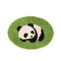 Soft faux cashmere panda floor mat, oval green rug for bedroom bedside or living room sofa decor. - New Bamboo Shadow Panda C