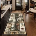 Rustic cabin kitchen runner rug, absorbent leather floor mat, non-slip home decor for hallway. - American Vintage 09