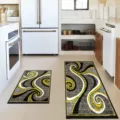 Kitchen rugs set of 2 anti slip bohemian abstract swirl floor mats for home decor - 40*60cm+40*120cm / BO Nordic-2