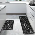 Schwarze Gothic Küchenmatten Set, rutschfeste, saugfähige Läufer und Fußmatte für Zuhause. - Gotisch