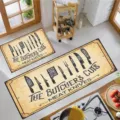 Retro kitchen floor mat set of 2, non-slip PVC runner rug for home kitchen and entrance decor. - 40*60cm+40*120cm / 1129MSCF-2