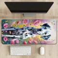 Grand sous-main dalmatien mignon, tapis de souris clavier de jeu floral antidérapant. - SBDZ-8