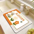 Tapis d'égouttage de cuisine absorbant motif floral résistant à la chaleur pour comptoir maison - Style 8