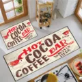 Nordisches Küchenmatte Set, rutschfeste Bodenmatte und Türvorleger mit Kaffeebar Motiv. - 1129MSCF-5