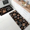 Kitchen floor mat set non slip absorbent retro paw print design two piece rug set home - 1116CFD-17