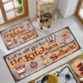 Zweiteiliges Küchenmatten-Set mit süßem Cartoon-Food-Print, rutschfest und pflegeleicht. - 1129MSCF-9