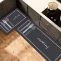 Waterproof leather kitchen floor mat two-piece set non-slip thickened cooking mat - 40*60cm+40*120cm (Absorbent Leather) / Minimalist Tableware