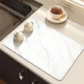 White marble pattern kitchen draining mat absorbent heat resistant mat for home dining table - Style 11