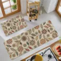 Vintage floral kitchen rug set of 2, non-slip absorbent floor mats for home and cooking area. - 1116CFD-11