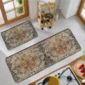 2-piece vintage kitchen rug set non-slip absorbent floor mat runner for home decor - 1116CFD-12