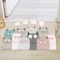 Cute cartoon cat doormat detail showcasing the adorable animal print and soft entrance rug texture. - Elephant Style - 6