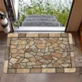 Anti-slip stone pattern doormat for indoor entrance, absorbent floor mat for home and RV use. - Stone Doormat ZX-06