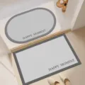Minimalist diatomaceous earth bath mat set, absorbent anti-slip floor mat for bathroom door. - Light Grey - Alphabet