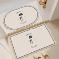 Minimalist diatomite bathroom floor mat, highly absorbent and anti-slip for home use. - Off-White - Rose