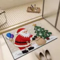 Christmas Santa Claus pattern non-slip absorbent door mat for home bathroom and hallway use. - 40*60cm Diatom Mud Mat (3mm Thickness) / New Arrivals - Santa Claus 04