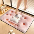 Pink 3D cute rabbit plush bath mat, soft non-slip absorbent floor carpet for bathroom. - Visual Velvet Style 14